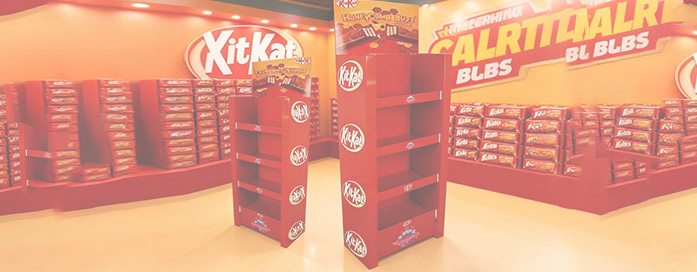 Coroplast display stand for supermarket and merchandising