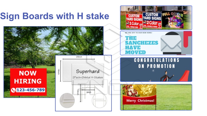 PP plastic sign boards with H stakes