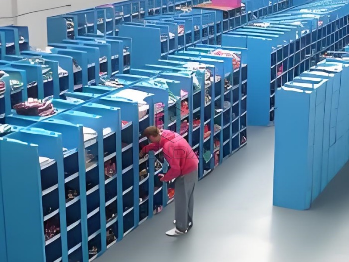 warehouse clothes picking bins